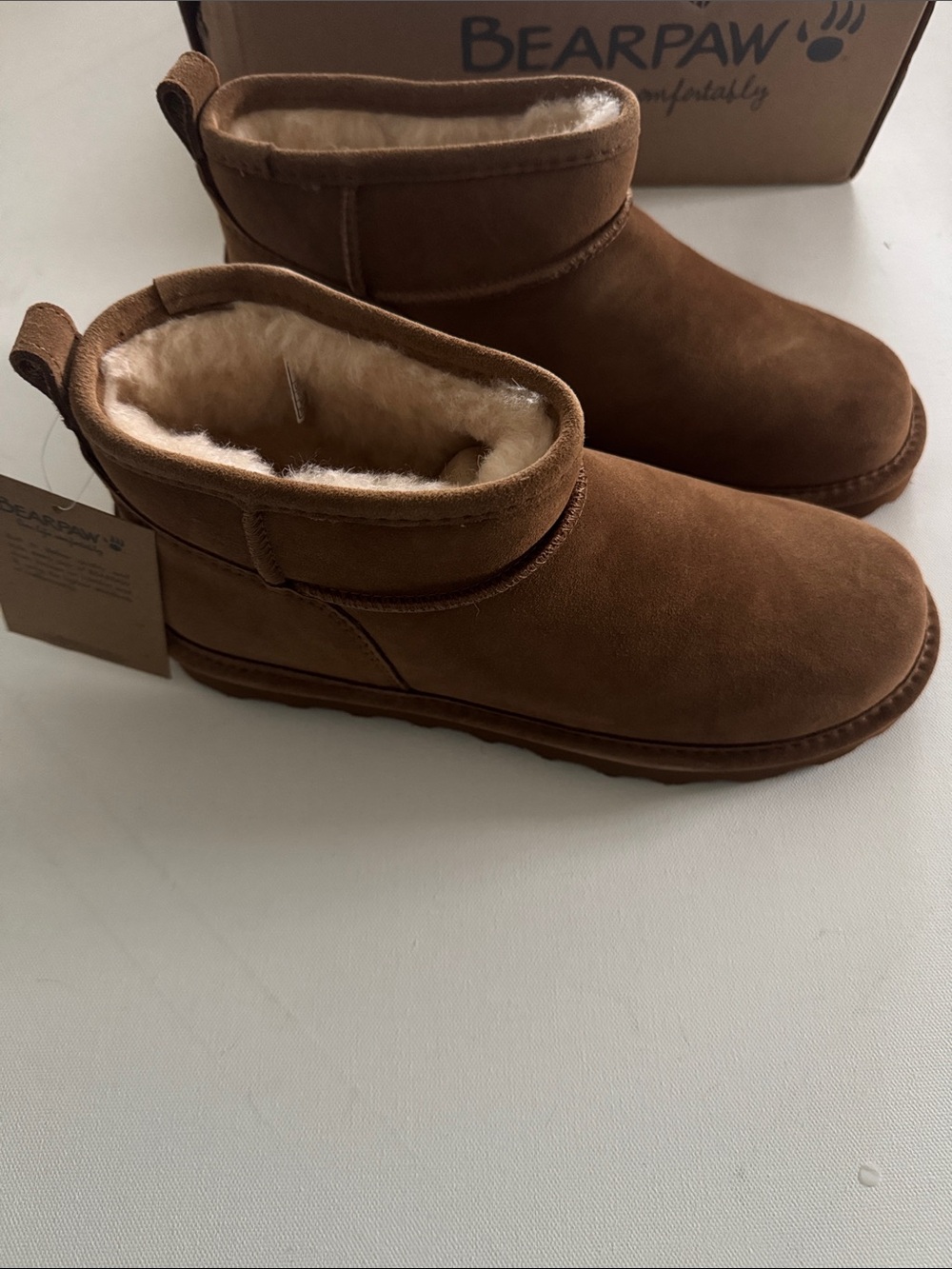 Bearpaw Suede Boots Womens 10 Shorty Brown Fleece